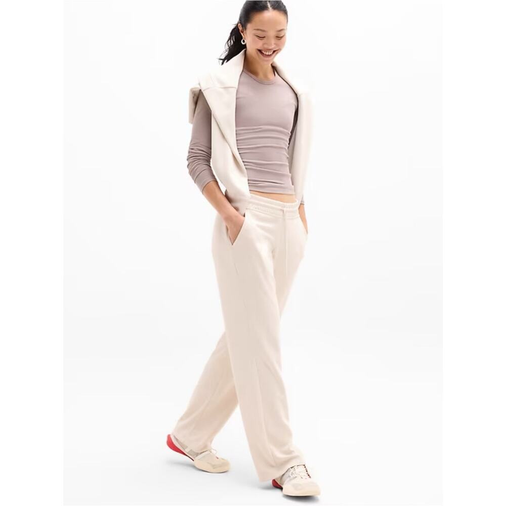 Athleta Seasoft Mid Rise Straight Pants cream medium